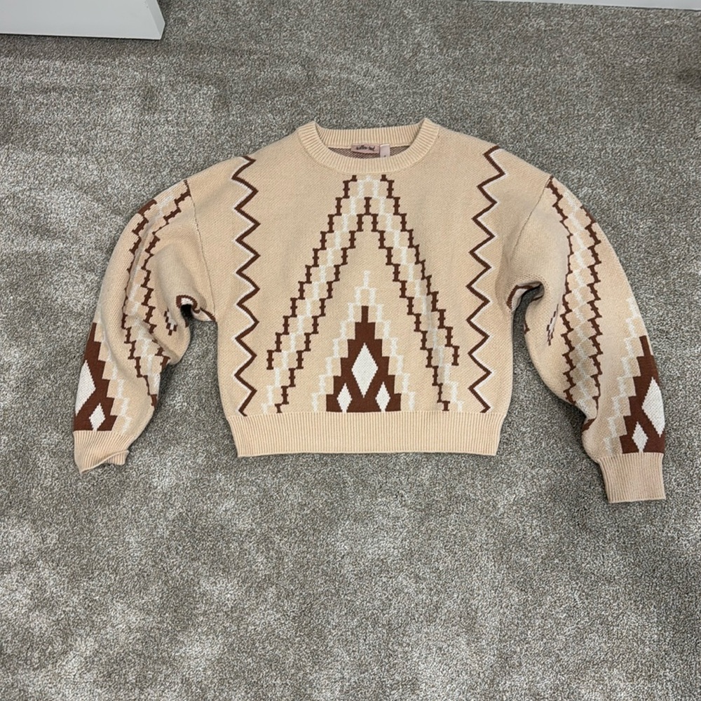 Willow + root - peach western crew neck knit sweater - never been worn